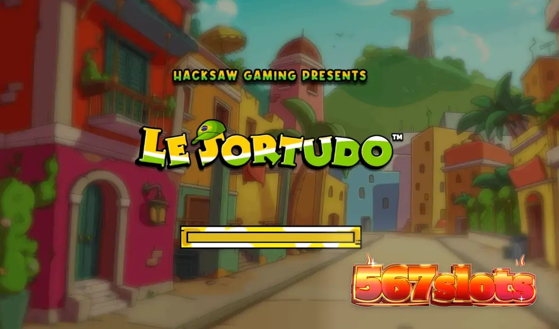Karakter rakun Smokey dalam slot Le Sortudo dengan latar belakang jalanan Brasil yang cerah